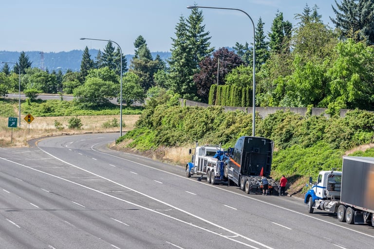 Mobile truck repair service responding to emergency breakdown